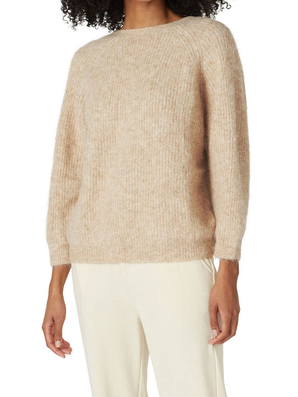 ba&sh Beige Crewneck Mohair-Blend Sweater